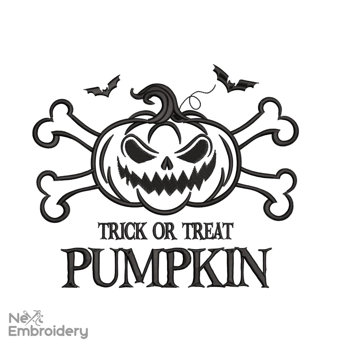 Trick Or Threat Embroidery Design. Halloween Machine Embroidery Design, spooky season, Fall embroidery, spider web, bat embroidery PES