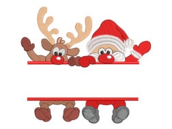 Santa and Deer Happy Embroidery Design