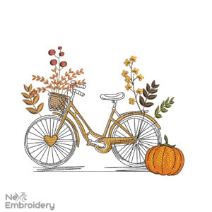 Fall Autum Bicycle Embroidery Design, Sunflower Embroidery Design, Pumpkin , Fall Shirt, Halloween, Thanksgiving, Instant Download