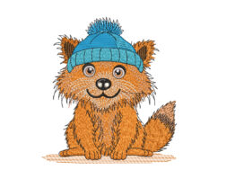 Fall Cute Fox Embroidery Design