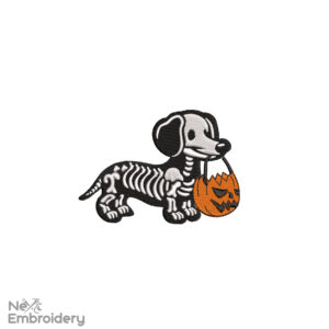 Halloween Dachshund Embroidery Design. Skelettons Ghost Dog Embroidery Design, Machine Embroidery Files,