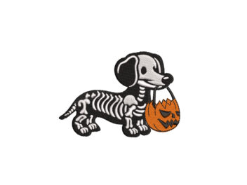 Halloween Dachshund Embroidery Design. Skelettons Ghost Dog Embroidery Design, Machine Embroidery Files,