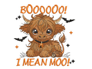 Halloween Highland Cow Pumpkin Embroidery Design. Cute Farm Animal embroidery design, Instant download