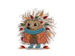 Hedgehog Autumn Embroidery Design