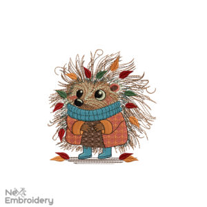 Hedgehog Autumn Embroidery Design. Machine Embroidery Design, Instant Download