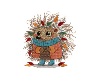 Hedgehog Autumn Embroidery Design. Machine Embroidery Design, Instant Download