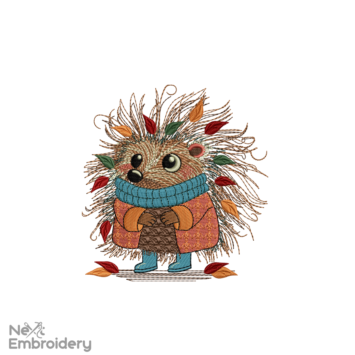 Hedgehog Autumn Embroidery Design. Machine Embroidery Design, Instant Download
