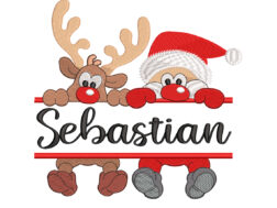 Santa and Deer Embroidery Design