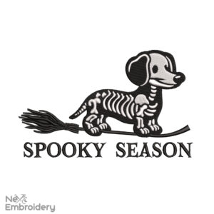 Spooky Season Dachshund Embroidery Design. Skelettons Ghost Dog Embroidery Design, Machine Embroidery Files,