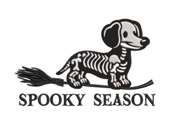 Spooky Season Dachshund Embroidery Design. Skelettons Ghost Dog Embroidery Design, Machine Embroidery Files,