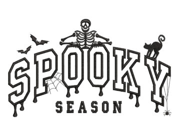 Halloween Spooky Season Embroidery Design. Machine Embroidery Design, spooky season, Fall embroidery, spider web, bat embroidery
