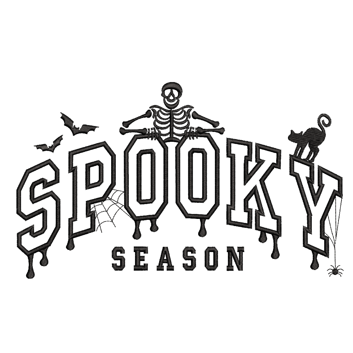 Halloween Spooky Season Embroidery Design. Machine Embroidery Design, spooky season, Fall embroidery, spider web, bat embroidery