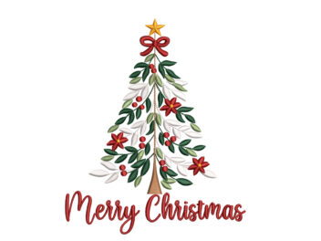 Christmas Embroidery Designs, Minimalist Vintage Merry Christmas Embroidery Design, Instant Download