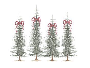 Christmas Trees Coquette Embroidery Designs, Christmas Embroidery Design