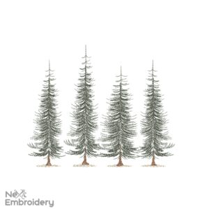 Trees Christmas Embroidery Designs, Christmas Embroidery Design