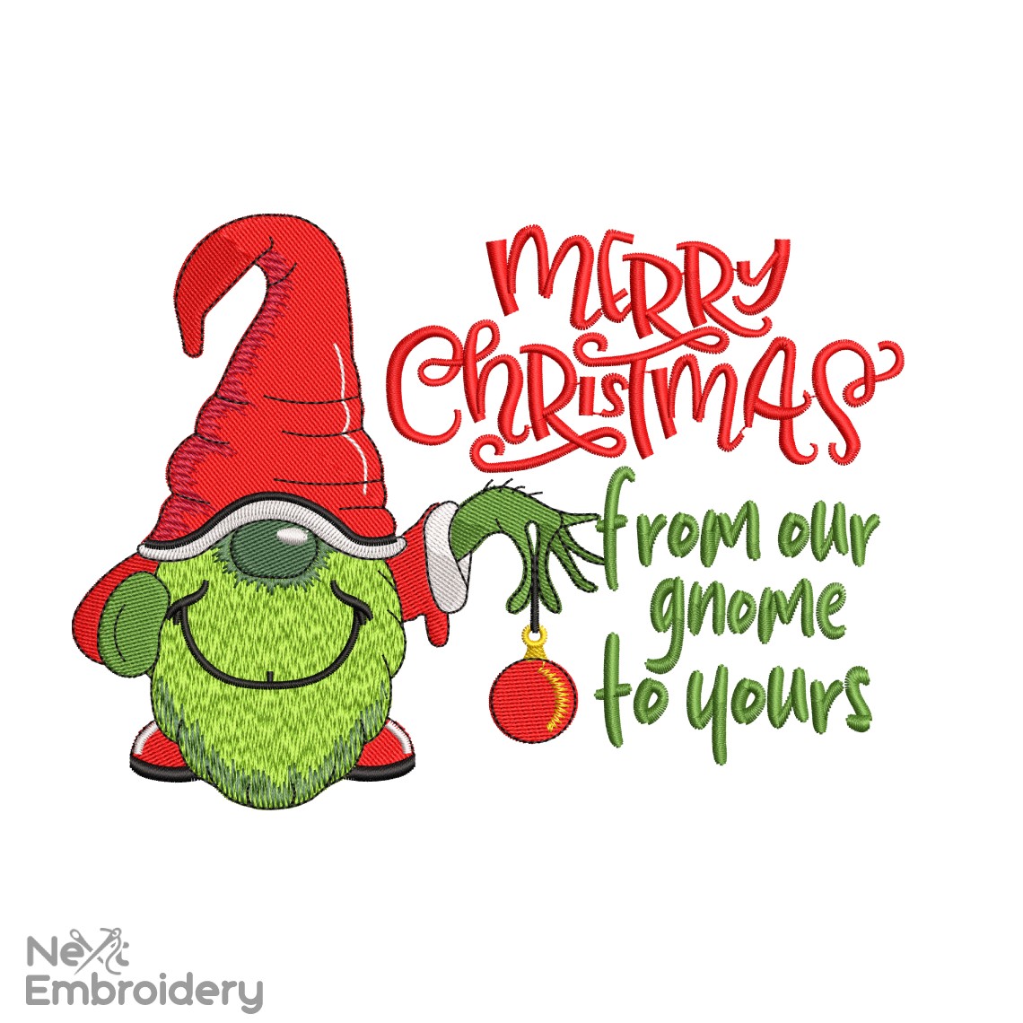 Gnome Merry Christmas Embroidery Design, Winter Holiday Ornaments Machine Embroidery Files, Christmas Decor Embroidery Design