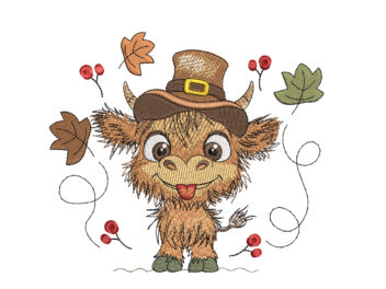 Highland Autumn Embroidery Design. Machine Embroidery Design, Instant Download