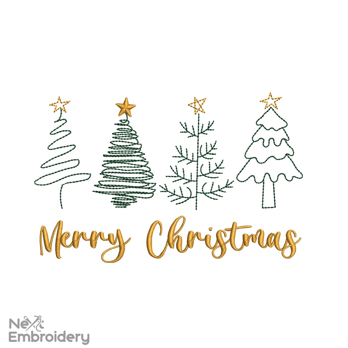 Merry Christmas Tree Embroidery Designs, Christmas Embroidery Design