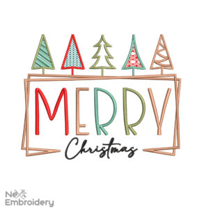 Retro Merry Christmas Embroidery Designs, Minimalist Vintage Merry Christmas Embroidery Design, Instant Download