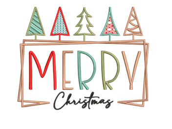 Retro Merry Christmas Embroidery Designs, Minimalist Vintage Merry Christmas Embroidery Design, Instant Download