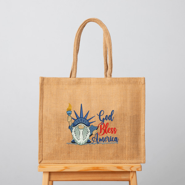 God Bless America Gnome Embroidery Design