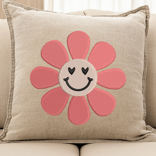 Retro Smile Mini Flower Embroidery Design