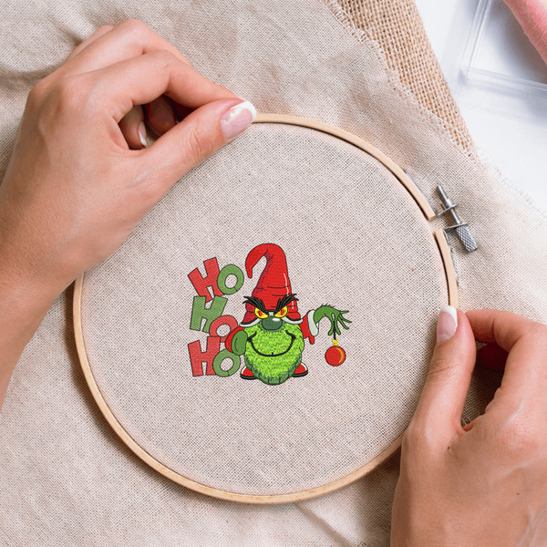 HoHoHo Grinch Gnome Embroidery Designs