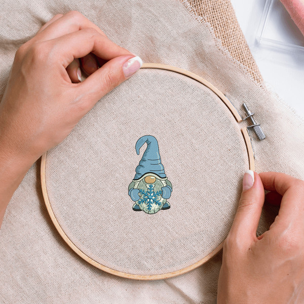Gnome with Snowflake Embroidery Design