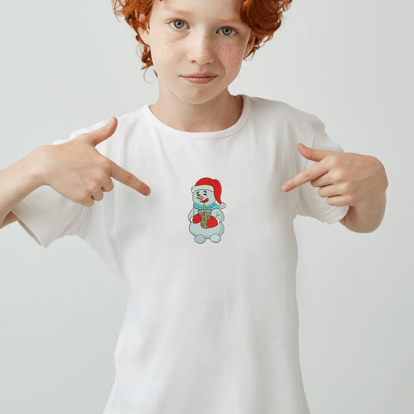 Snowman with Ice Coffee Embroidery Design