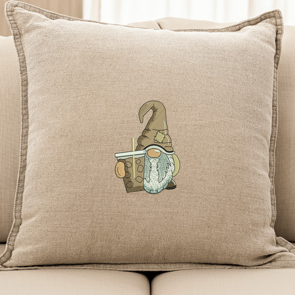 Ice Coffee Gnome Embroidery Design
