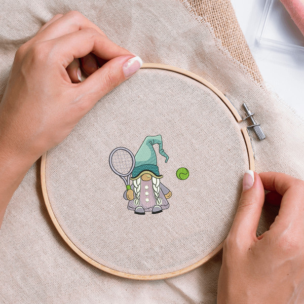 Tennis Girl Gnome Embroidery Design