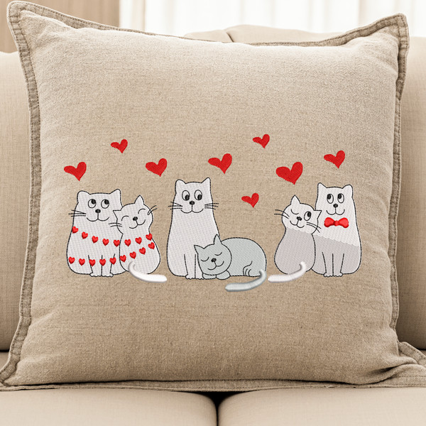 Meowy Valentines Embroidery Designs