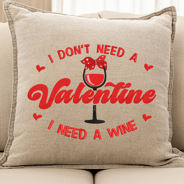 Wine Valentine Embroidery Design