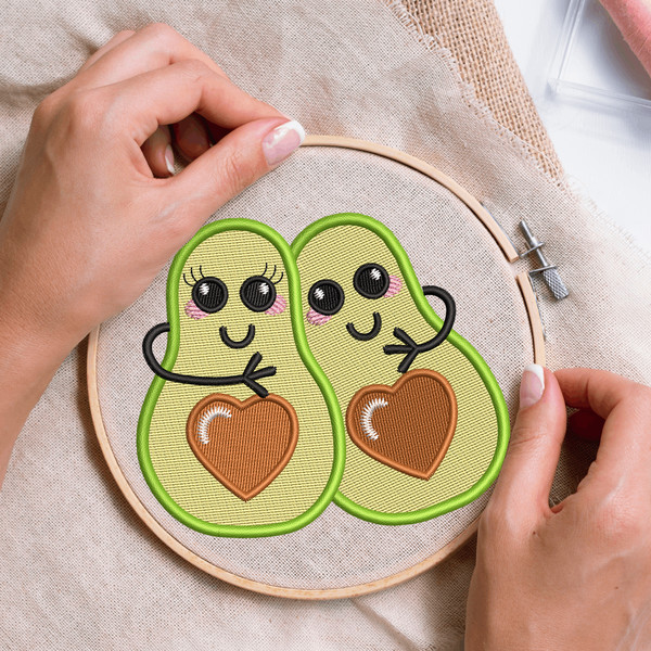 Sweet Valentine Avocado Embroidery Design