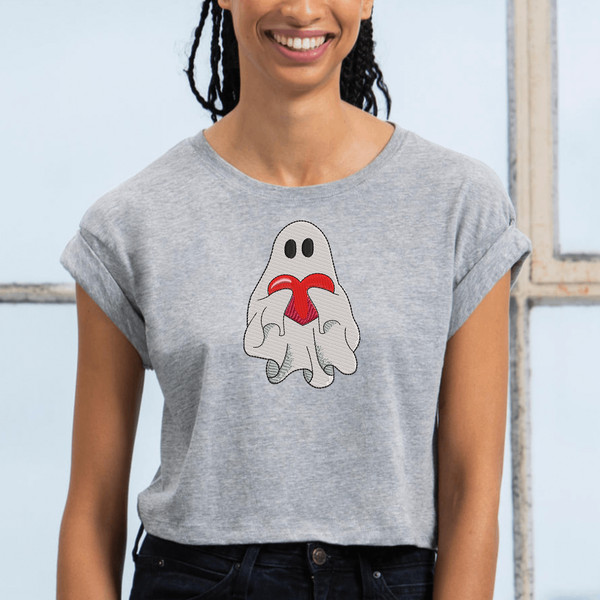 Little Ghost with Heart Embroidery Designs