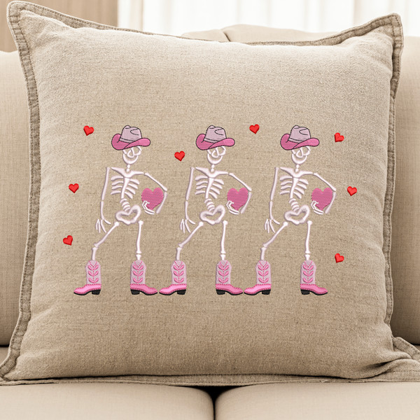 Dancing Skeleton Western Valentine Embroidery