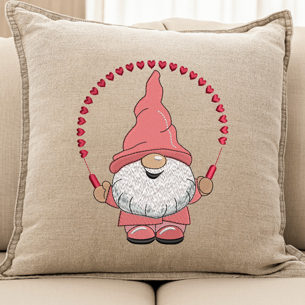 Cute Mini Valentine Gnome Embroidery Design