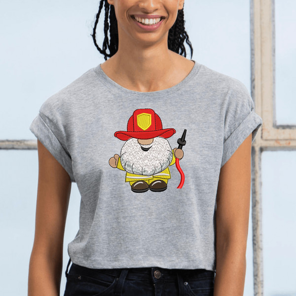 Mini Firefighter Gnome Embroidery Design