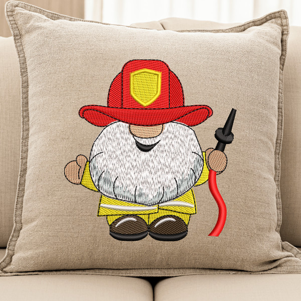 Mini Firefighter Gnome Embroidery Design