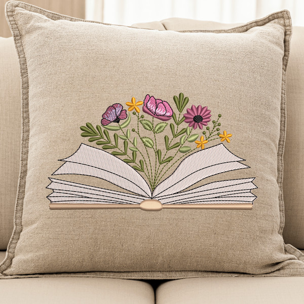 Floral Book embroidery design