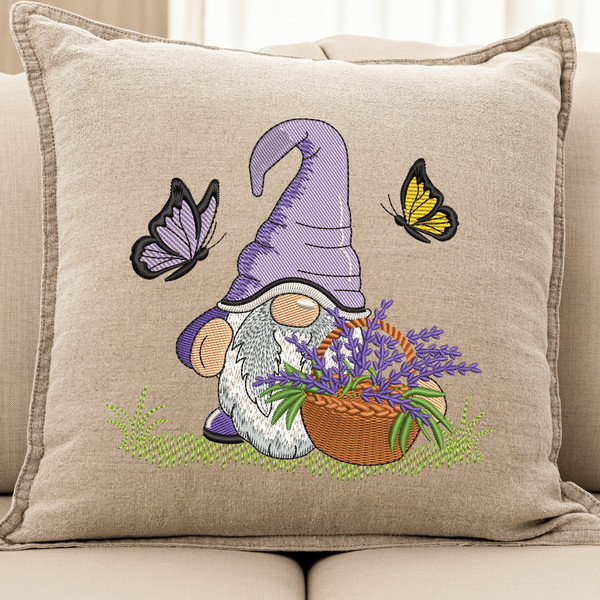 Lavender Gnome Embroidery Design