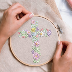 Mini Floral Cross Embroidery Design - NextEmbroidery