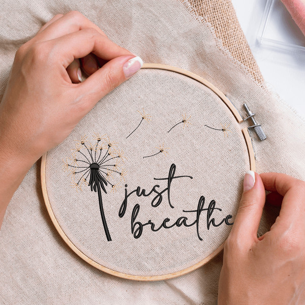 Just Breathe Embroidery Design