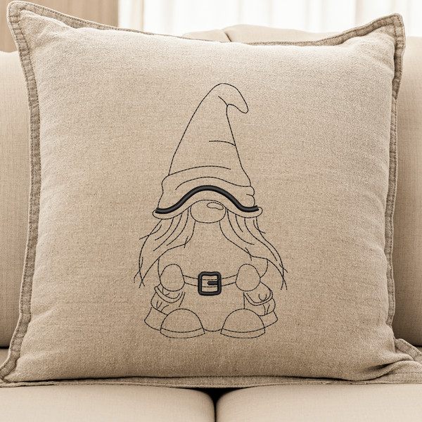 Girl Gnome Line Art Embroidery Design