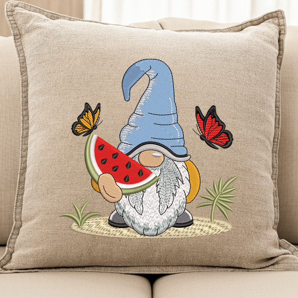 Watermelon Summer Gnome Embroidery Design
