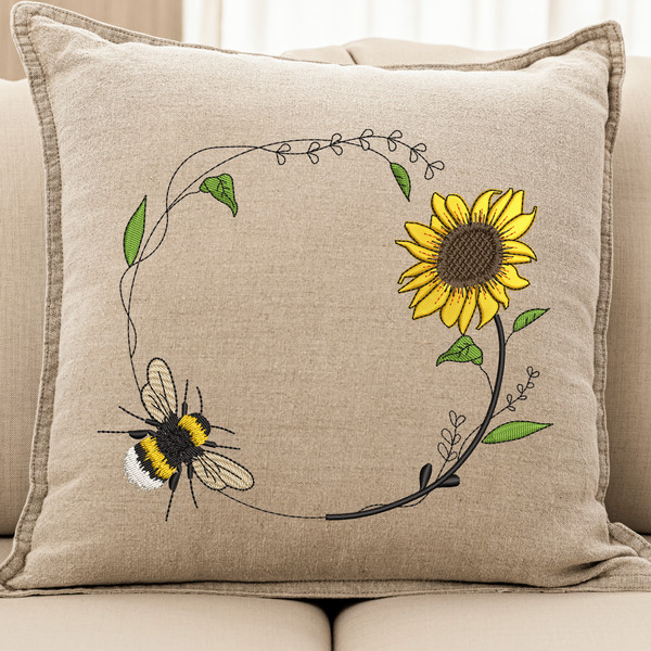 Sunflower Wreath Embroidery Design