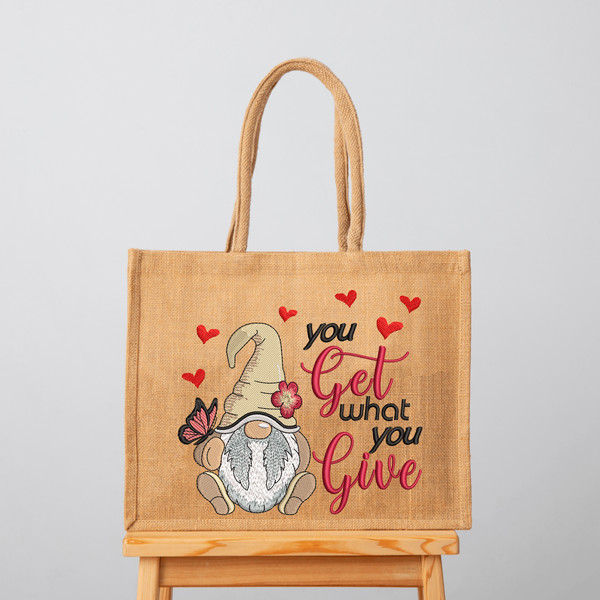 You Get What You Give Gnome Embroidery Design