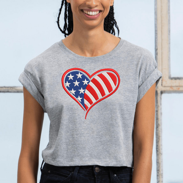 American Flag Heart Embroidery Designs