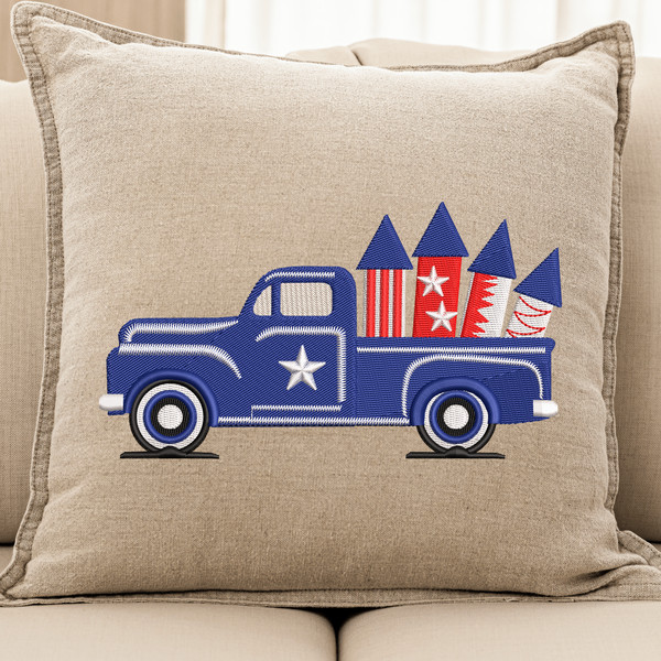 4th of July Truck Embroidery Design