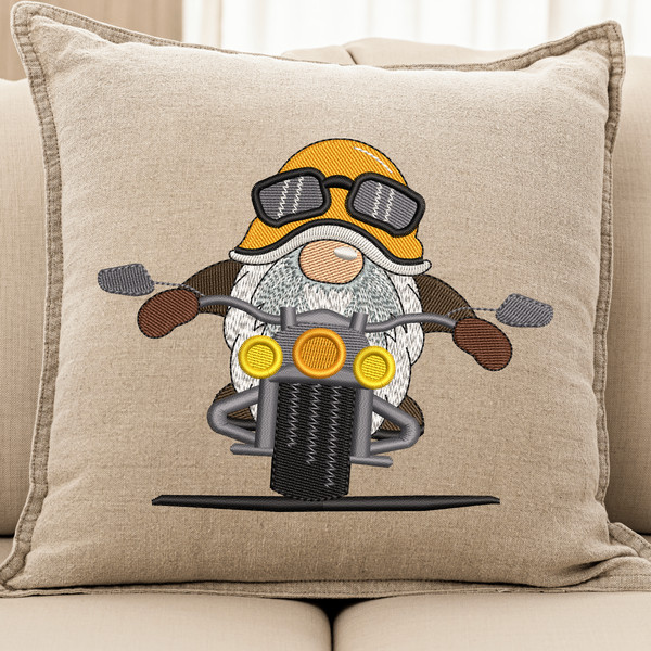 Easy Rider Gnome Embroidery Design